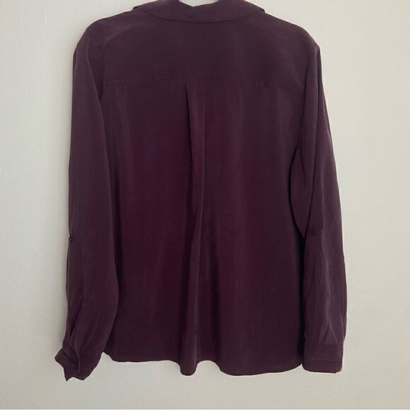 Chico’s Plum Button Down Shirt Long Sleeve with Roll Tab Women’s Size Large - Picture 2 of 14